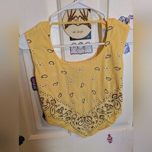 Y2K Yellow Voice Bandana Print Top